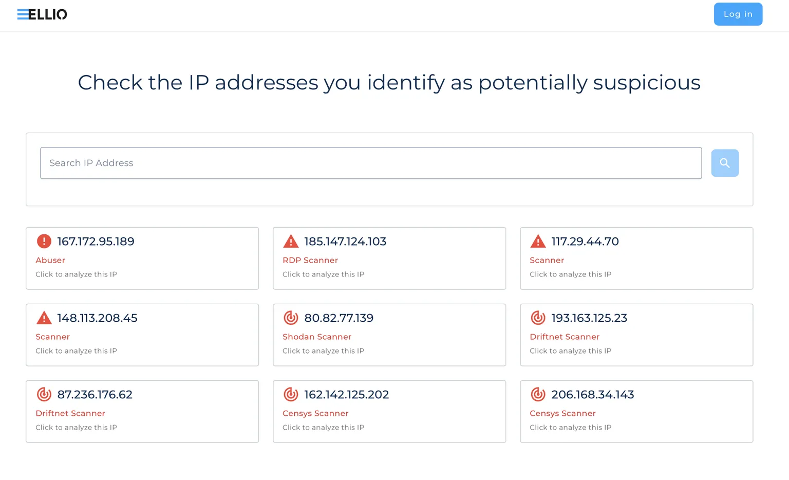 With ELLIO IP Lookup, you can quickly and reliably check suspicious IP addresses, gain real-time insights, and analyze historical behavior from the past 90 days. Beyond basic IP details and geolocation, ELLIO IP Lookup provides a timeline of connection and port activity, HTTP patterns, and unique fingerprints—helping you stay ahead of potential threats.
